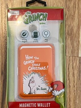 Dr. Seuss The Grinch Orange Magnetic Wallet - Holds 3 Cards New